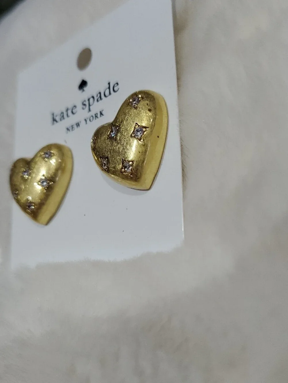 kate spade gold Tone heart stud earrings with crystals Iconic Earring Backs